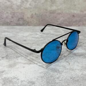 Round Blue Lens Sunglasses